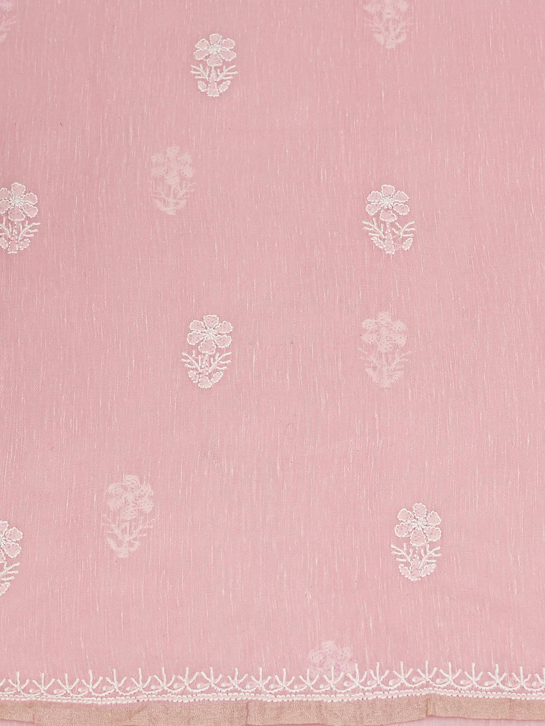 Ada Hand Embroidered Pink Chanderi Lucknowi Chikankari Unstitched Kurta Dupatta Set 01A744607