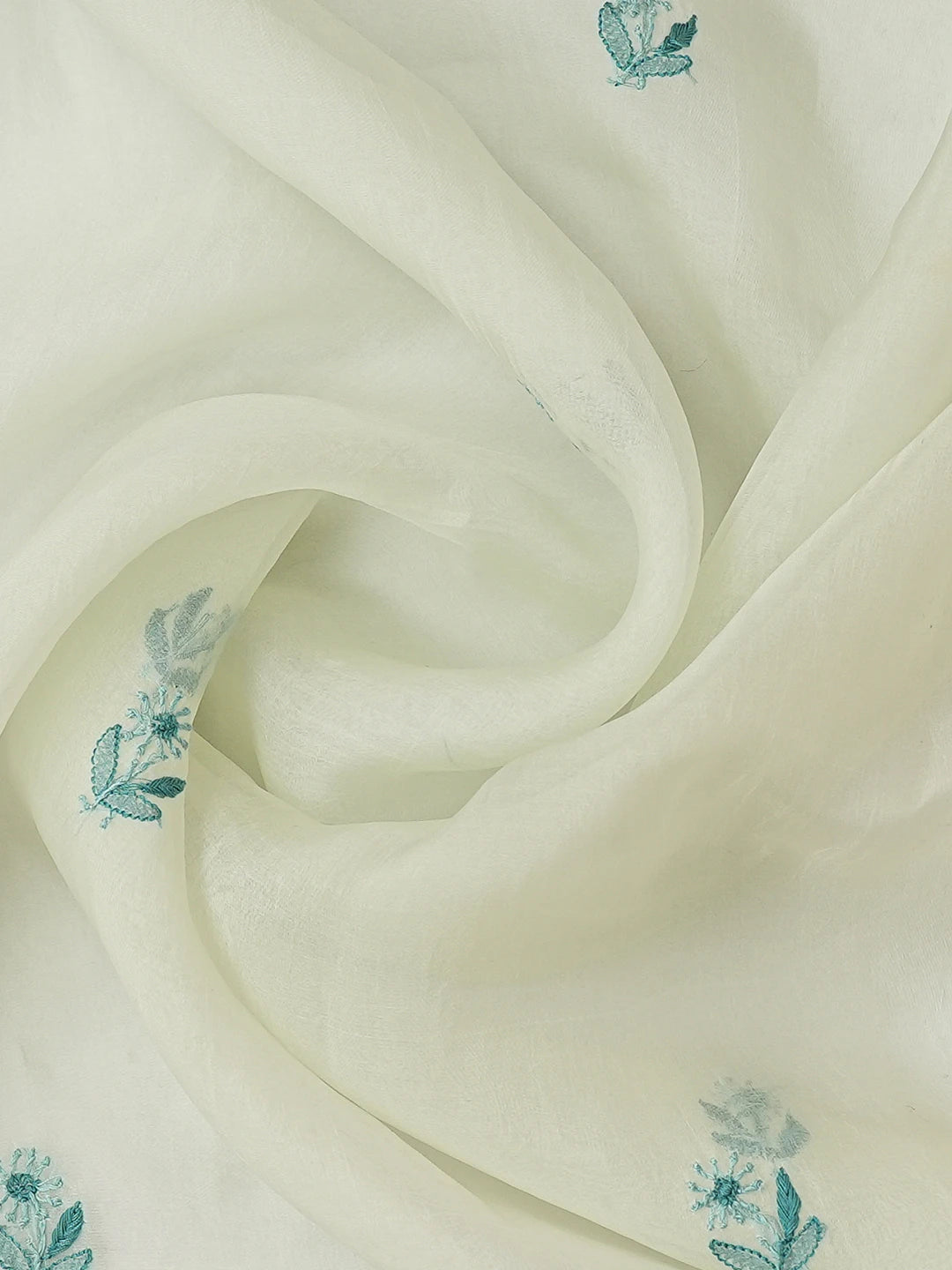 Ada Hand Embroidered Cyan Mist Organza Lucknowi Chikankari Unstitched Kurta Dupatta Set 01A694748