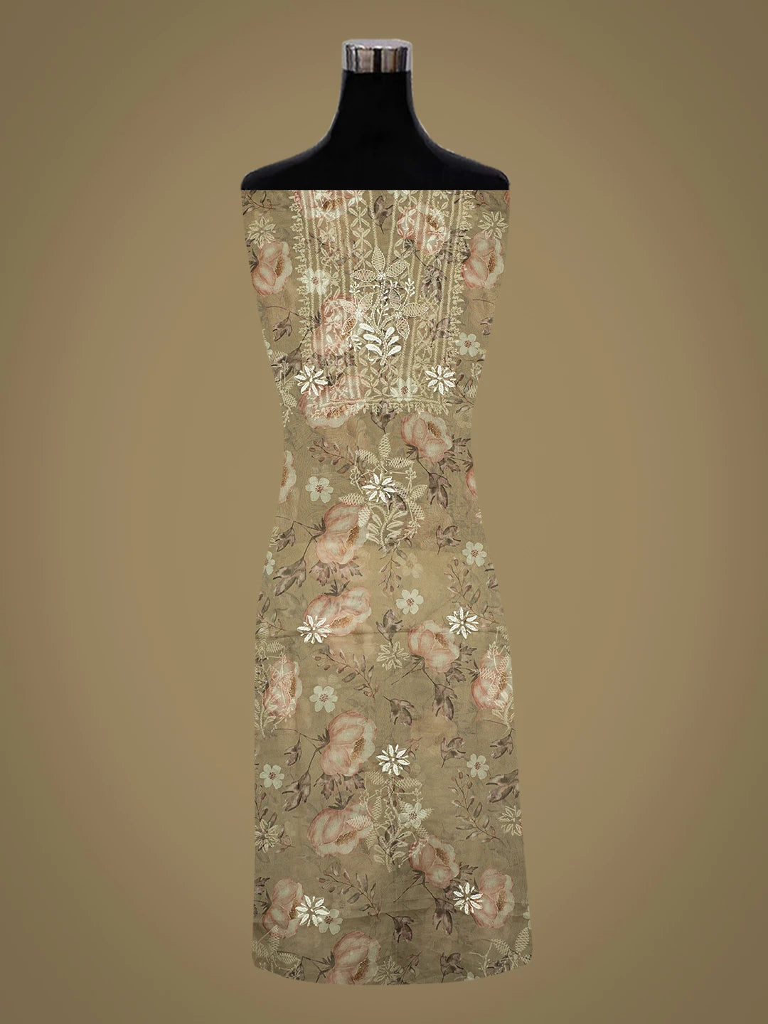 Ada Hand Embroidered Olive Green Organza Lucknowi Chikankari Unstitched Kurta Dupatta Set 01A736703