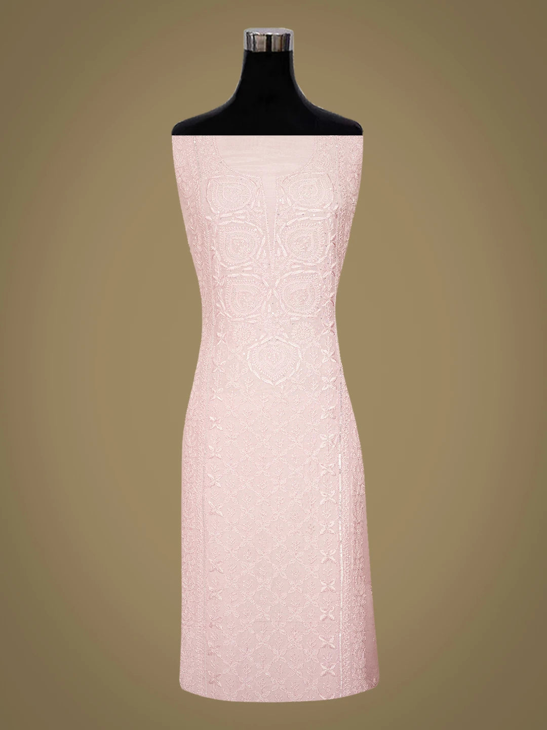 Ada Hand Embroidered Pink Muslin Lucknowi Chikankari Unstitched Suit Piece With Cutdana Work 01A746190