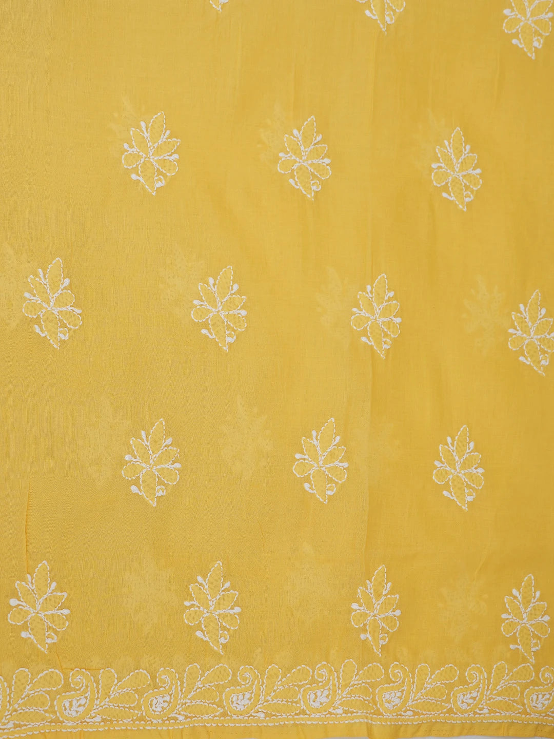 Ada Hand Embroidered Yellow Cotton Lucknowi Chikankari Unstitched Suit Piece 01A746316
