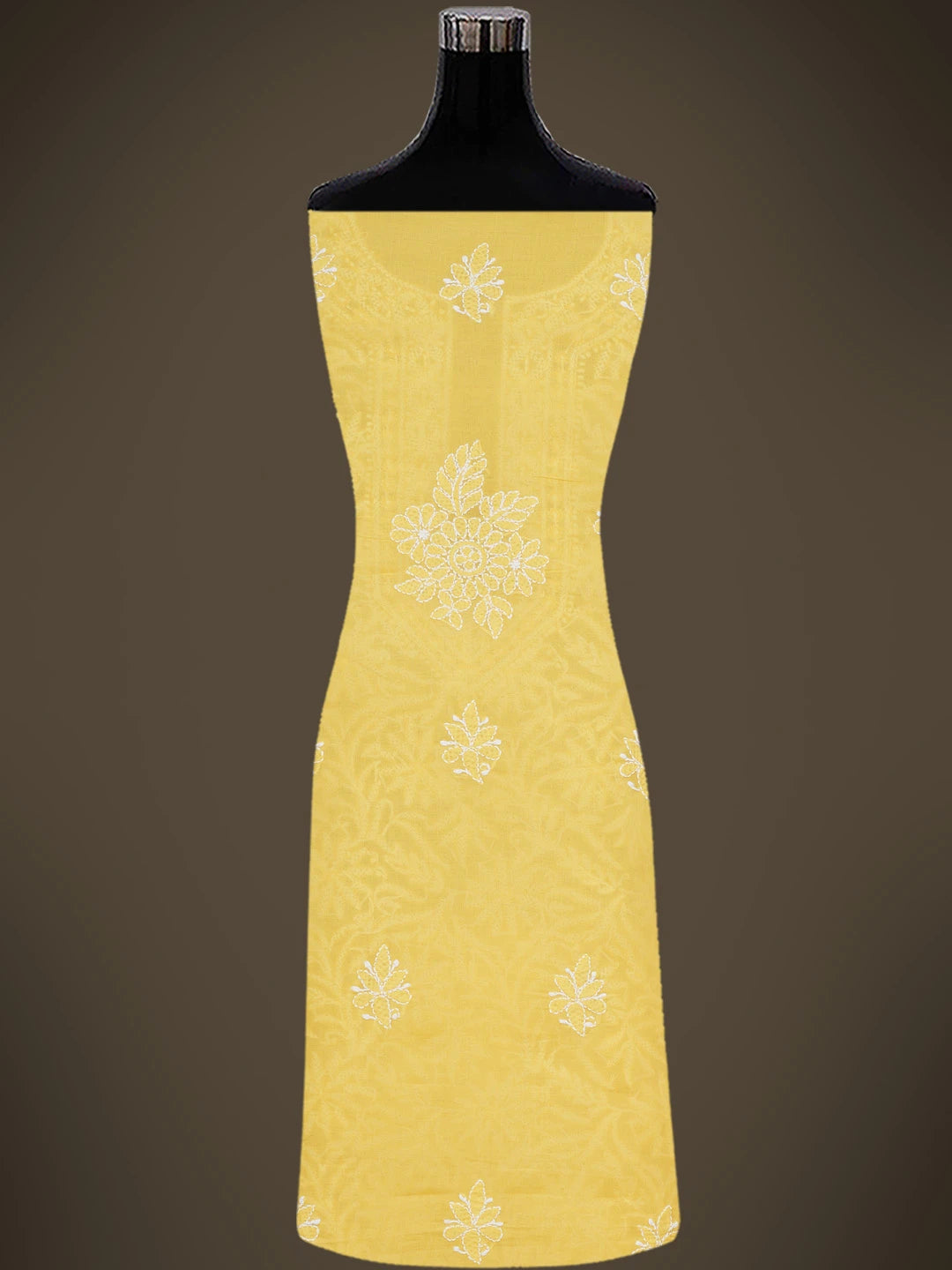 Ada Hand Embroidered Yellow Cotton Lucknowi Chikankari Unstitched Suit Piece 01A746316