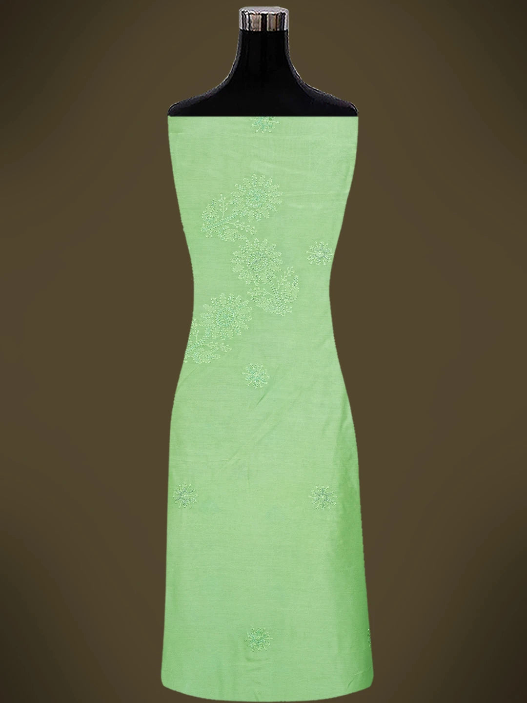 Ada Hand Embroidered Lime Green Muslin Lucknowi Chikankari Unstitched Suit Piece With Cutdana Work 01A746159