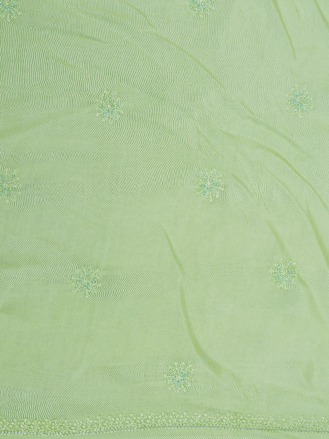 Ada Hand Embroidered Lime Green Muslin Lucknowi Chikankari Unstitched Suit Piece With Cutdana Work 01A746159