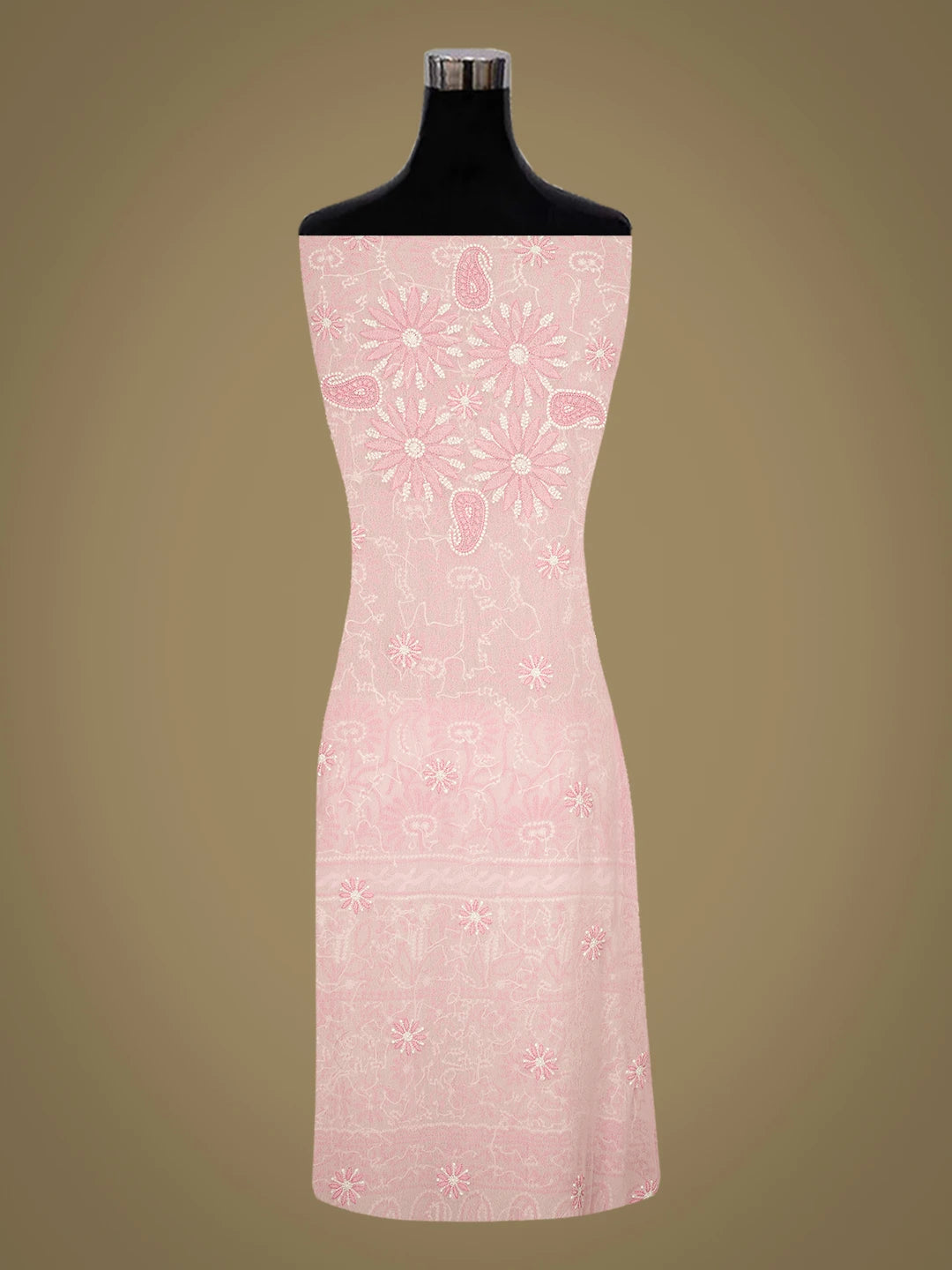 Ada Hand Embroidered Pink Georgette Lucknowi Chikankari Unstitched Suit Piece 01A681210