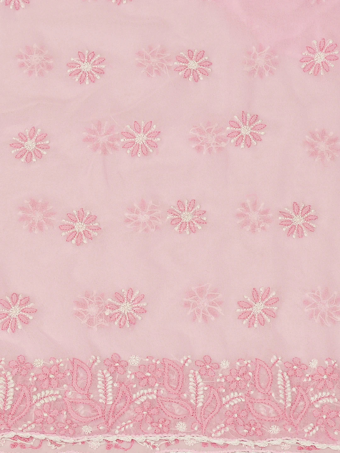 Ada Hand Embroidered Pink Georgette Lucknowi Chikankari Unstitched Suit Piece 01A681210