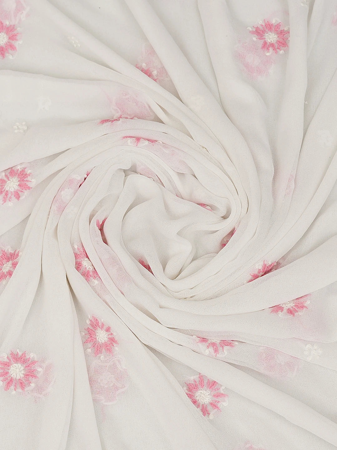 Ada Hand Embroidered Pink Georgette Lucknowi Chikankari Unstitched Suit Piece 01A681210