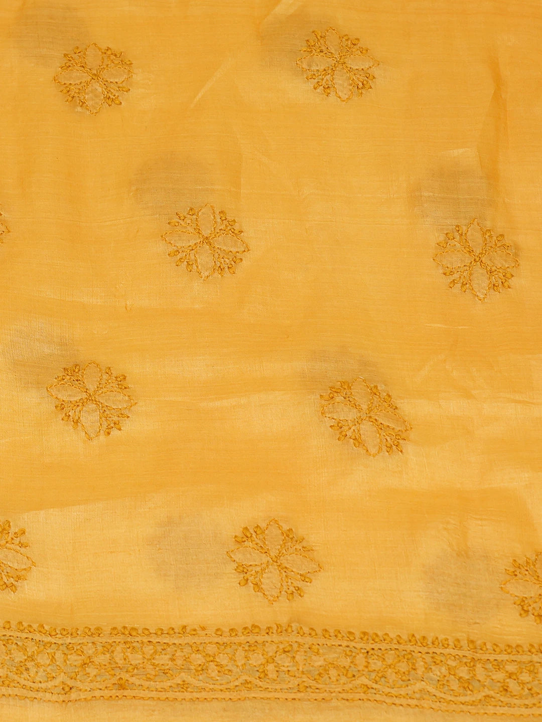 Ada Hand Embroidered Mustard Silk Lucknowi Chikankari Unstitched Suit Piece 01A669300