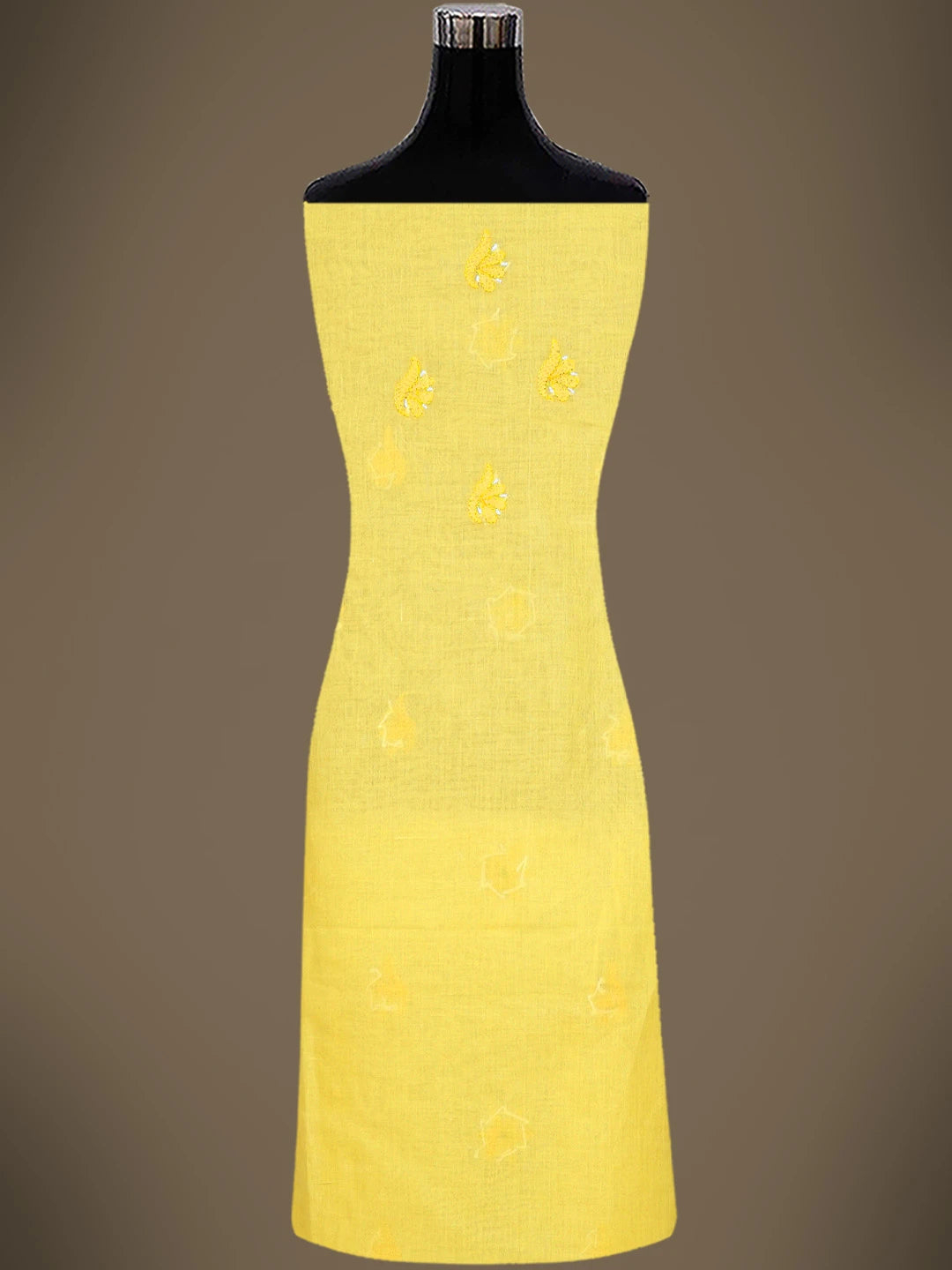 Ada Hand Embroidered Yellow Cotton Lucknowi Chikankari Unstitched Suit Piece 01A724549