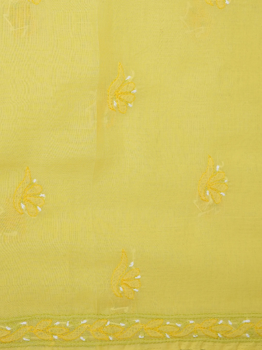 Ada Hand Embroidered Yellow Cotton Lucknowi Chikankari Unstitched Suit Piece 01A724549