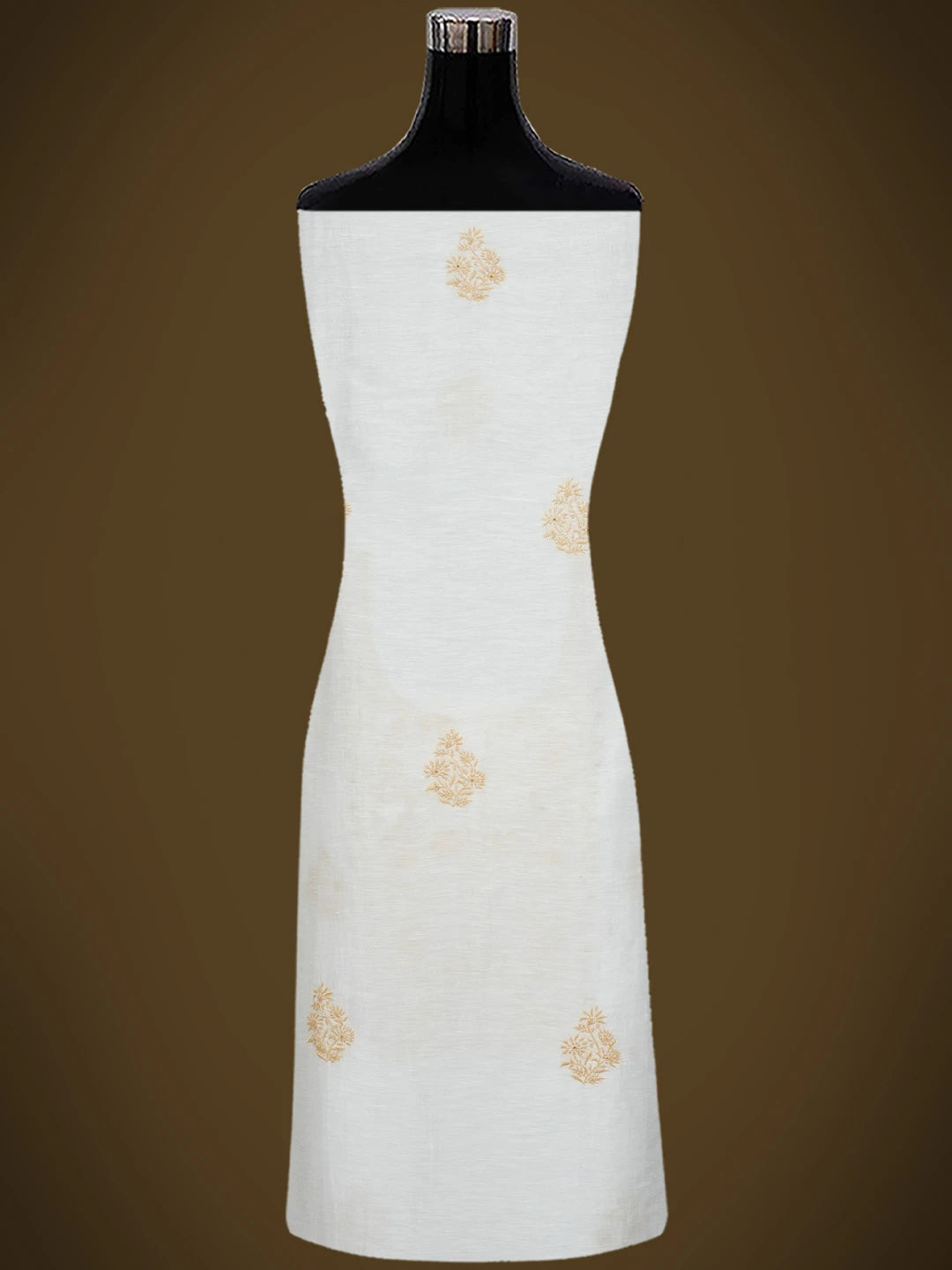 Ada Hand Embroidered White Chanderi Lucknowi Chikankari Unstitched Suit Piece 01A540458