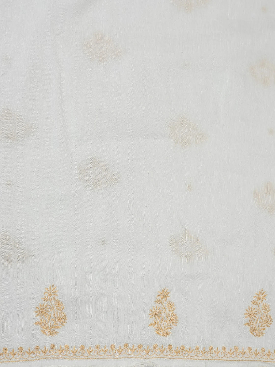 Ada Hand Embroidered White Chanderi Lucknowi Chikankari Unstitched Suit Piece 01A540458