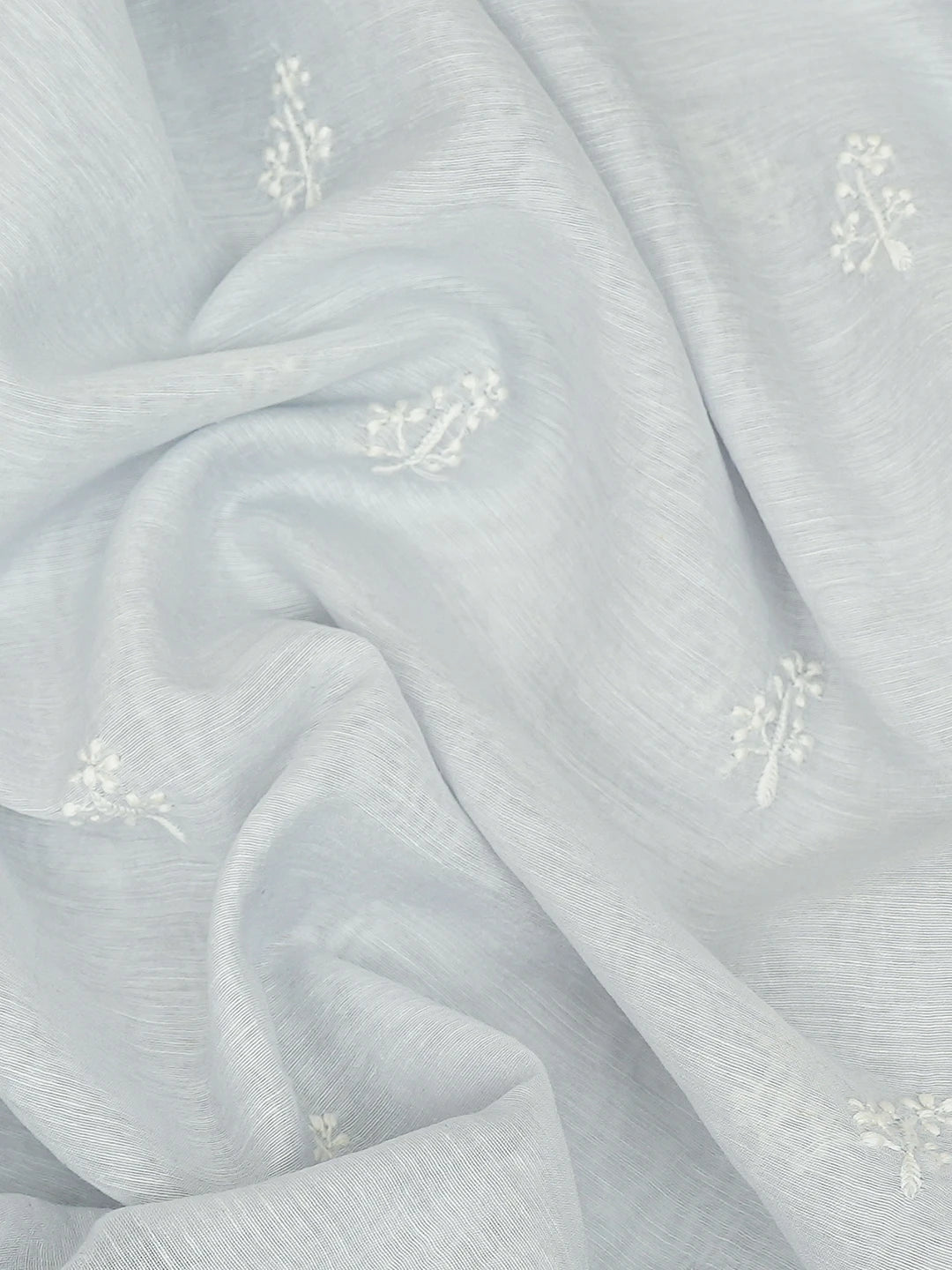 Ada Hand Embroidered Light Grey Chanderi Lucknowi Chikankari Unstitched Men's Kurta Piece 01A719177