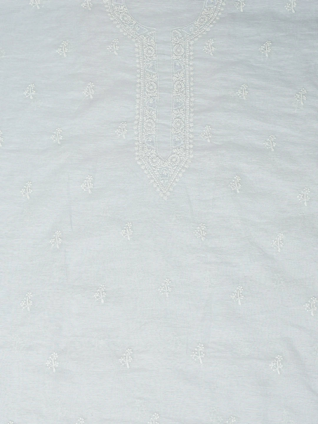 Ada Hand Embroidered Light Grey Chanderi Lucknowi Chikankari Unstitched Men's Kurta Piece 01A719177