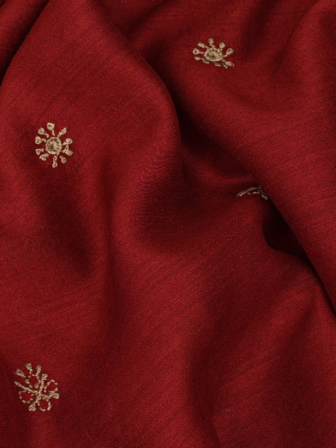 Ada Hand Embroidered Maroon Moonga Silk Lucknowi Chikankari Unstitched Men's Kurta Piece 01A742700