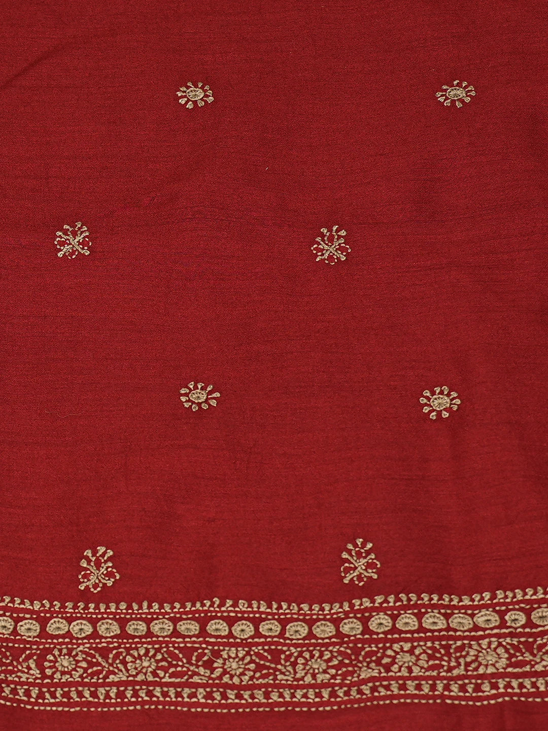 Ada Hand Embroidered Maroon Moonga Silk Lucknowi Chikankari Unstitched Men's Kurta Piece 01A742700