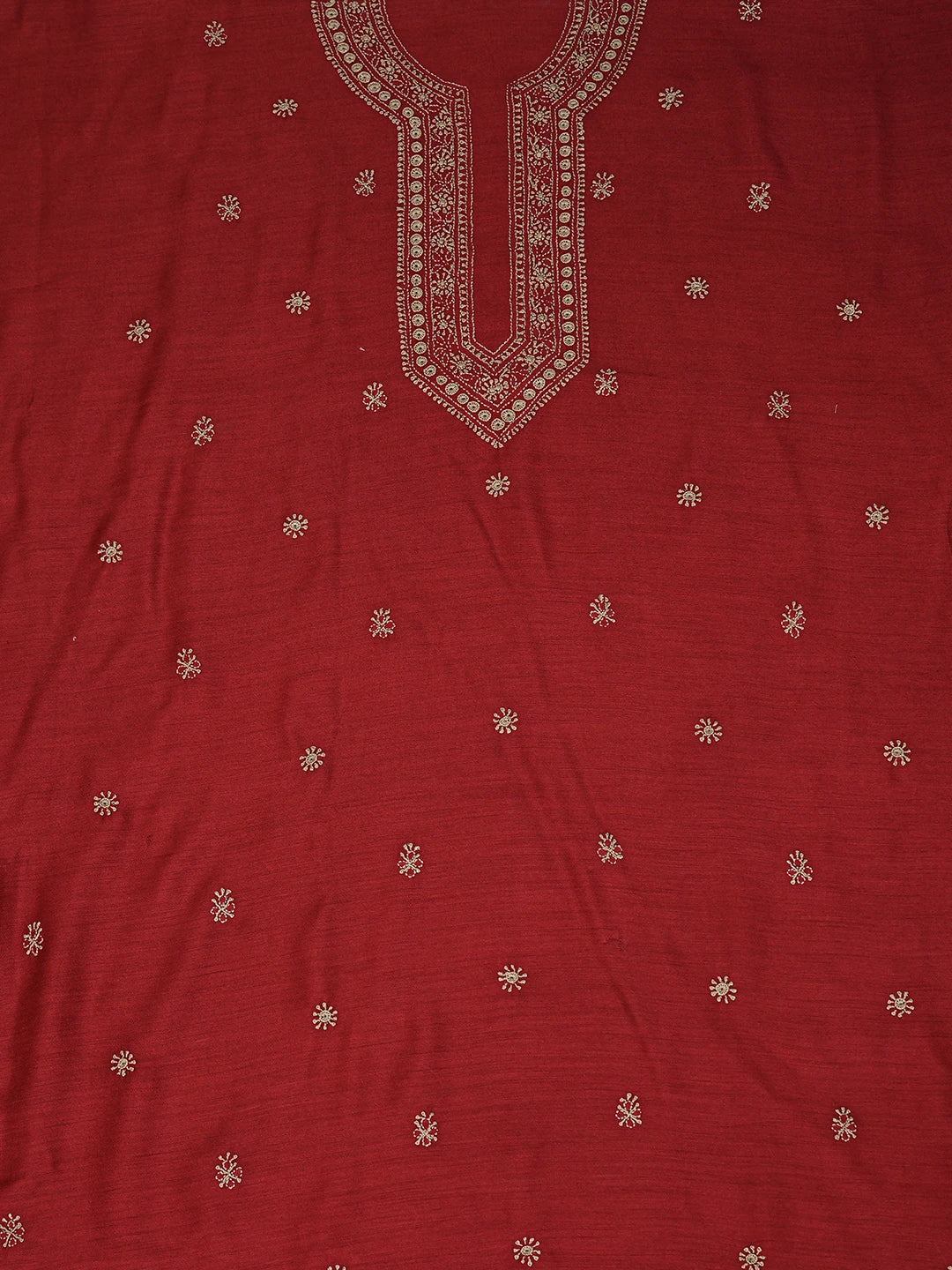 Ada Hand Embroidered Maroon Moonga Silk Lucknowi Chikankari Unstitched Men's Kurta Piece 01A742700