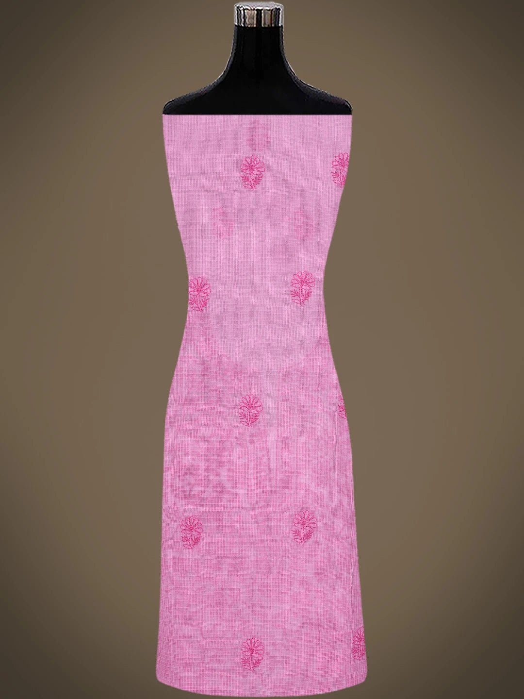 Ada Hand Embroidered Onion Pink Kota Lucknowi Chikankari Unstitched Kurta Dupatta Set 01A681154