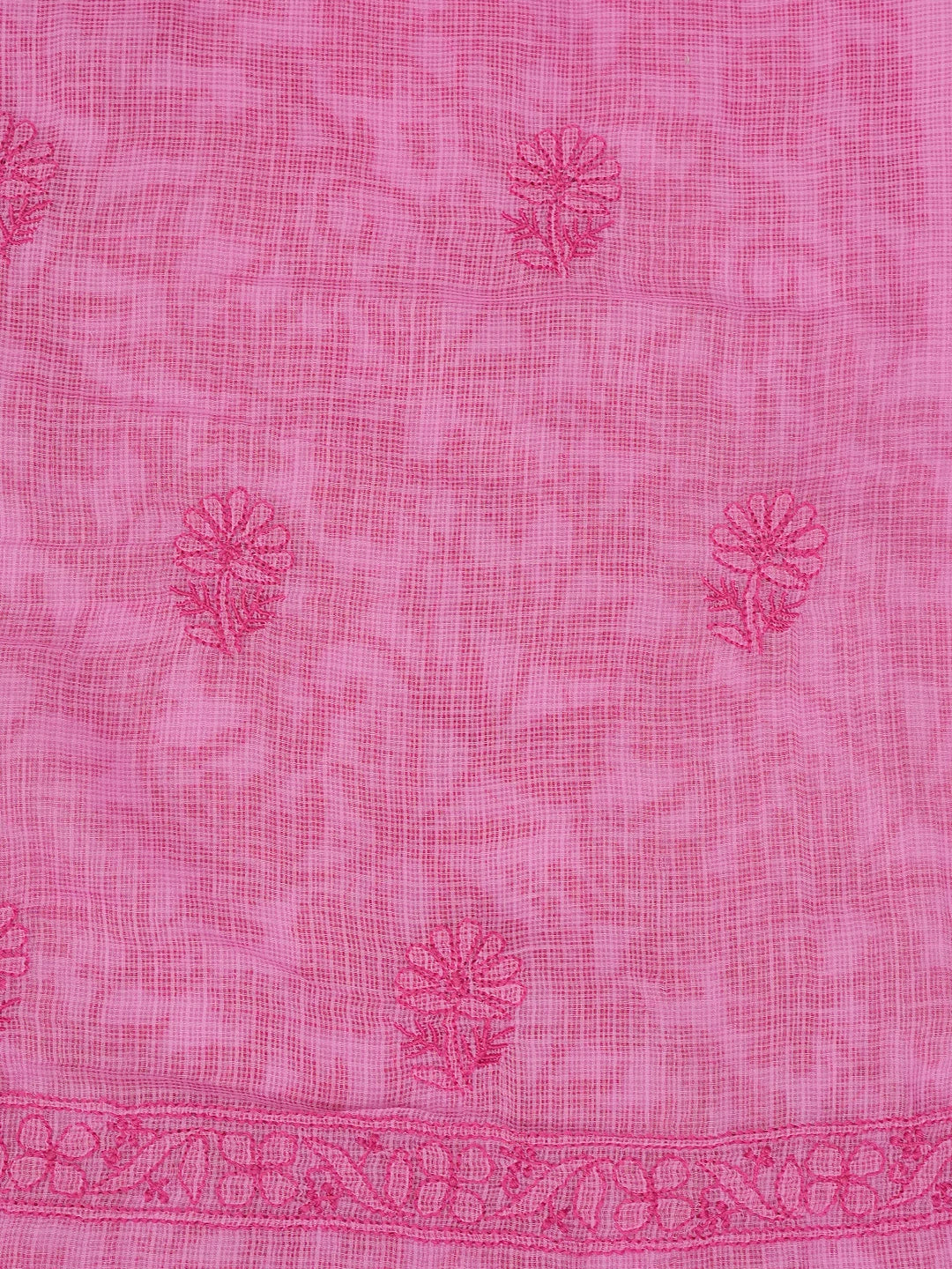 Ada Hand Embroidered Onion Pink Kota Lucknowi Chikankari Unstitched Kurta Dupatta Set 01A681154