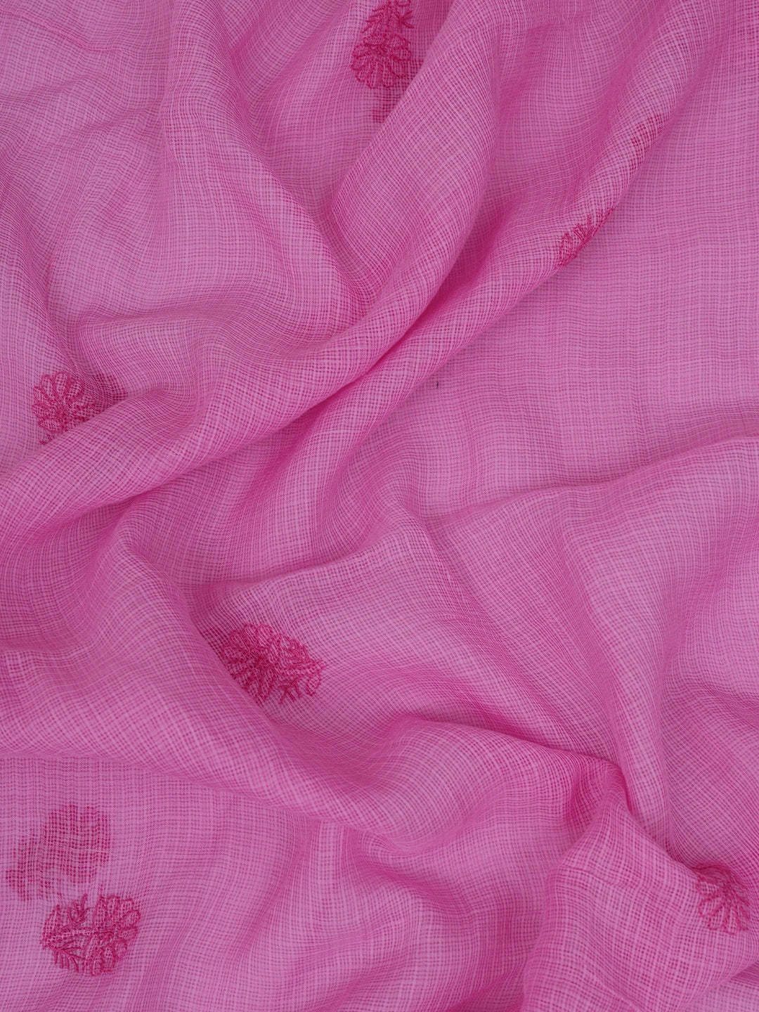 Ada Hand Embroidered Onion Pink Kota Lucknowi Chikankari Unstitched Kurta Dupatta Set 01A681154