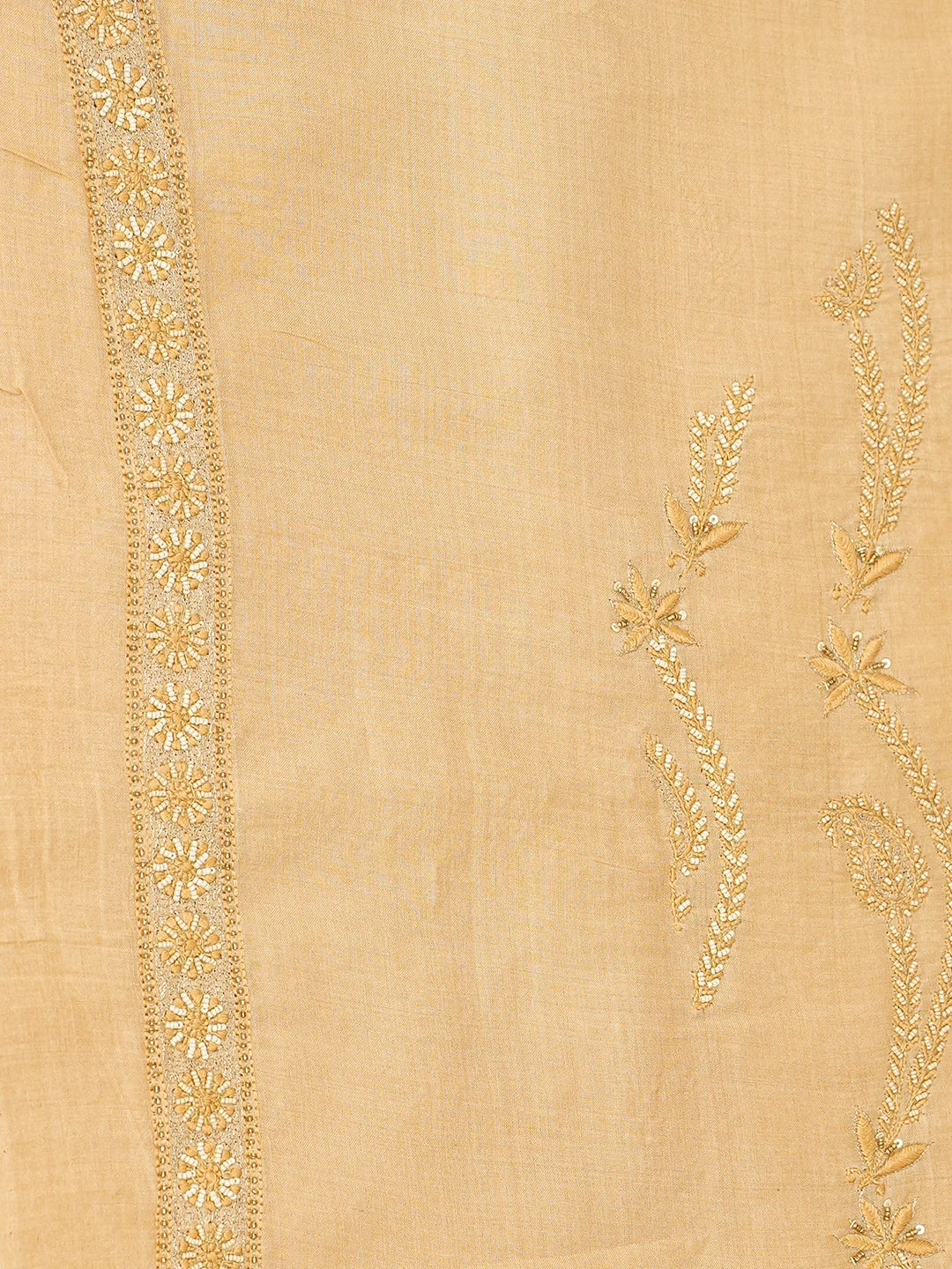 Ada Hand Embroidered Fawn Silk Lucknowi Chikankari Unstitched Men's Kurta Piece 01A170464