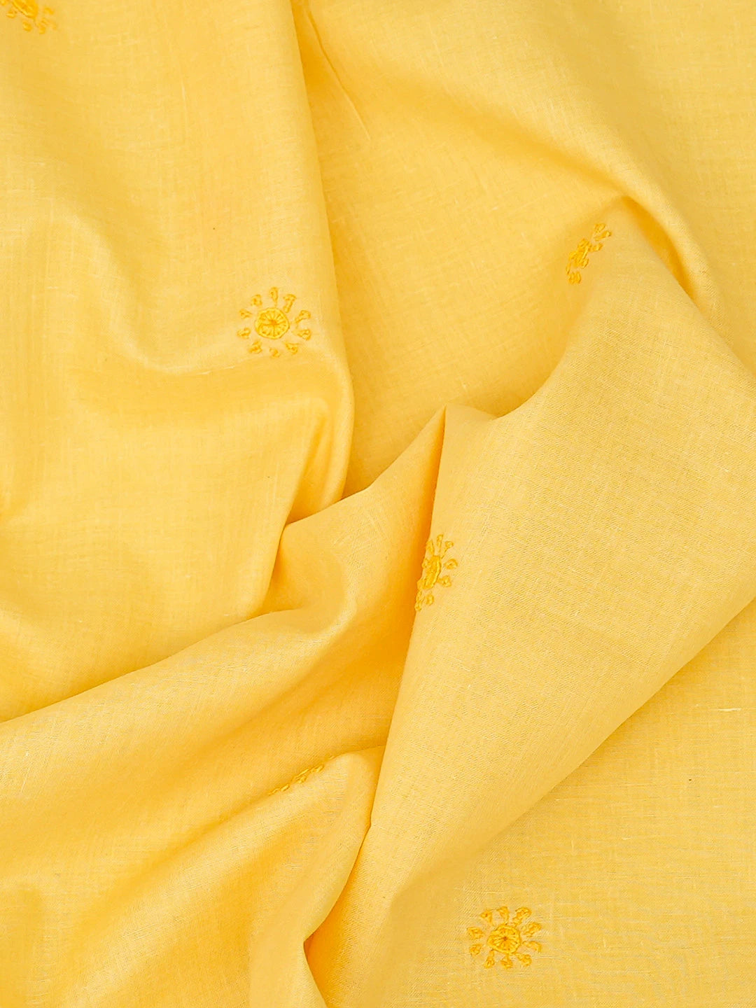 Ada Hand Embroidered Yellow Cotton Lucknowi Chikankari Unstitched Men's Kurta Piece 01A742685