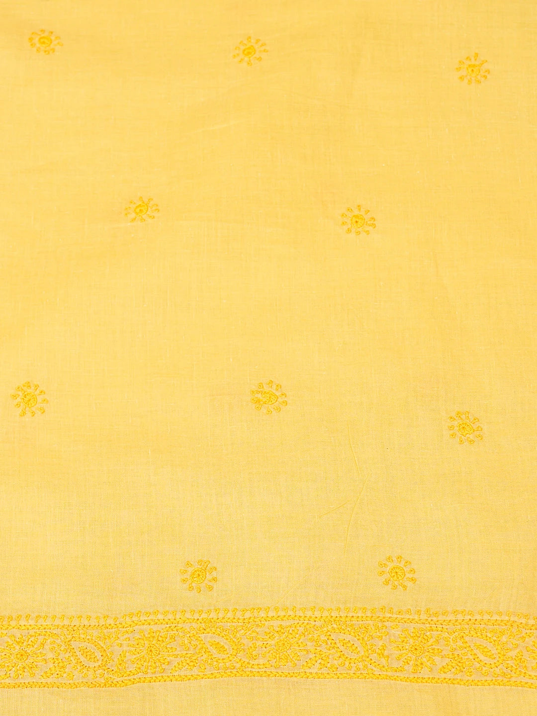 Ada Hand Embroidered Yellow Cotton Lucknowi Chikankari Unstitched Men's Kurta Piece 01A742685