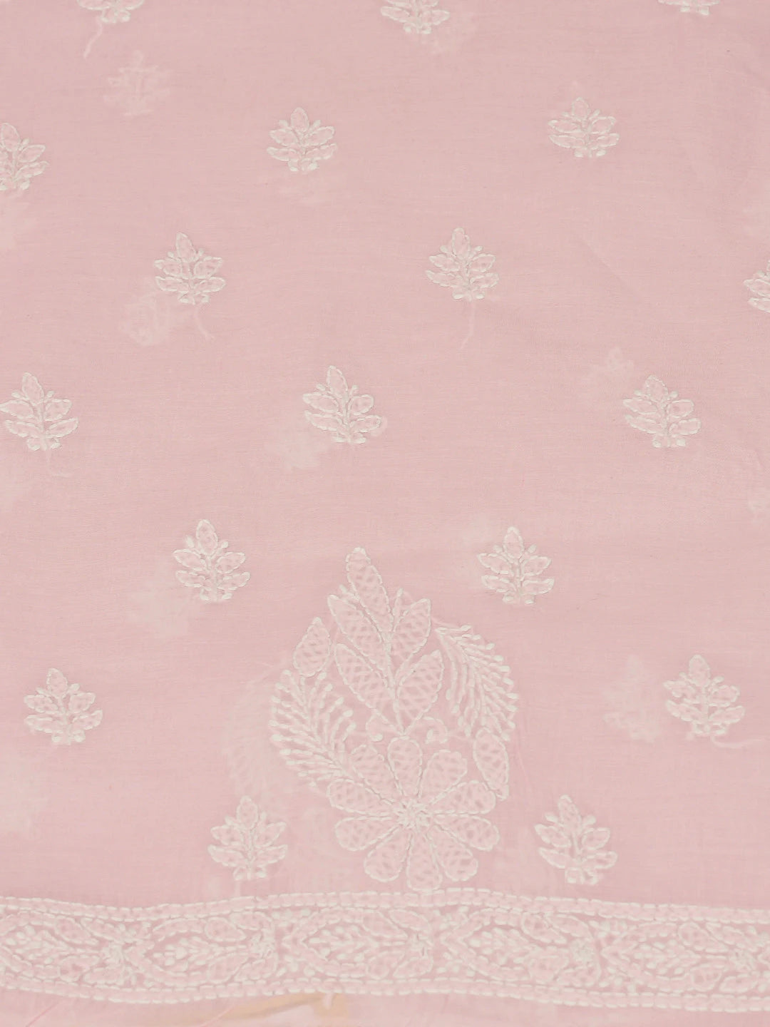 Ada Hand Embroidered Pink Cotton Lucknowi Chikankari Unstitched Kurta Piece 01A712197
