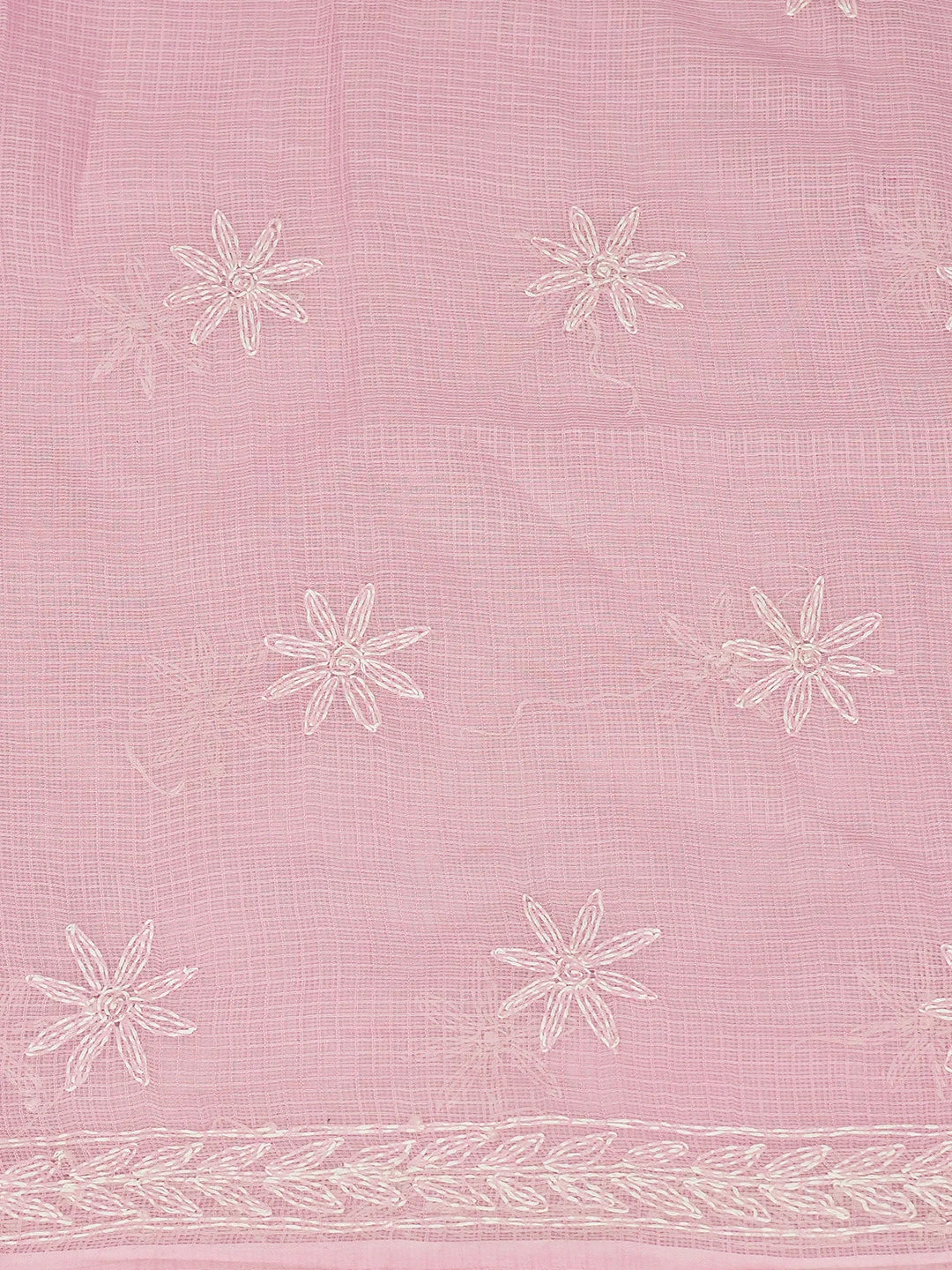 Ada Hand Embroidered Pink Kota Lucknowi Chikankari Unstitched Kurta Dupatta Set 01A751309