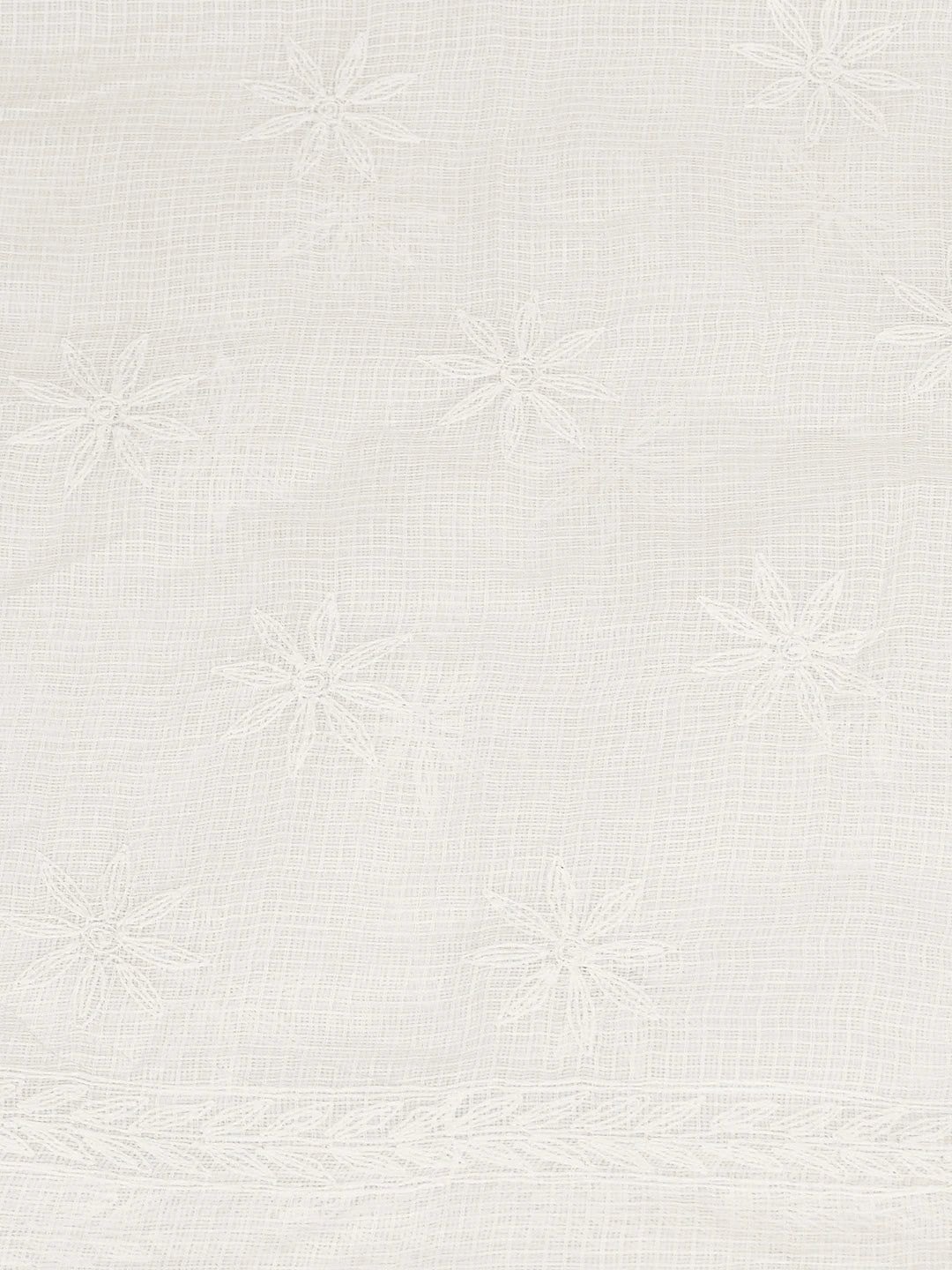 Ada Hand Embroidered White Kota Lucknowi Chikankari Unstitched Kurta Dupatta Set 01A751296