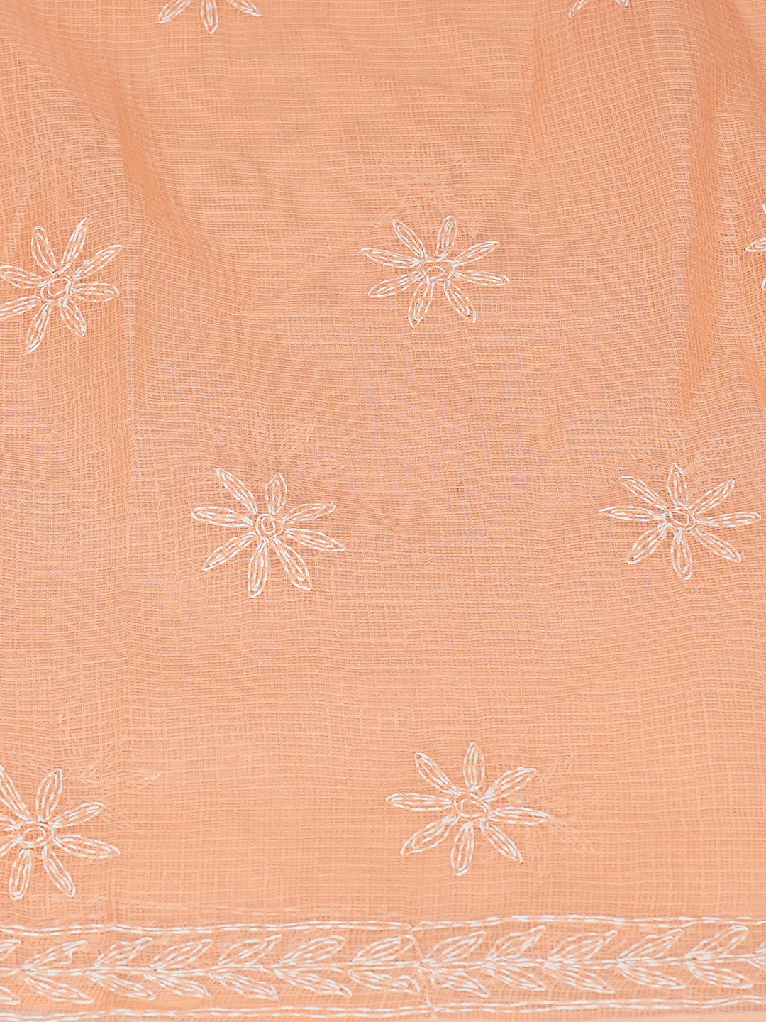 Ada Hand Embroidered Dusty Peach Kota Lucknowi Chikankari Unstitched Kurta Dupatta Set 01A751289