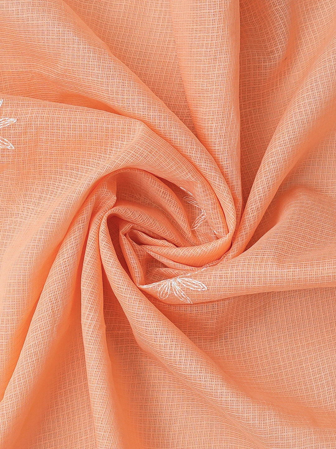 Ada Hand Embroidered Dusty Peach Kota Lucknowi Chikankari Unstitched Kurta Dupatta Set 01A751289