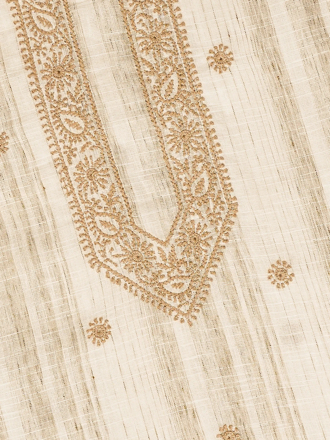 Ada Hand Embroidered Light Fawn Cotton Lucknowi Chikankari Unstitched Men's Kurta Piece 01A742592