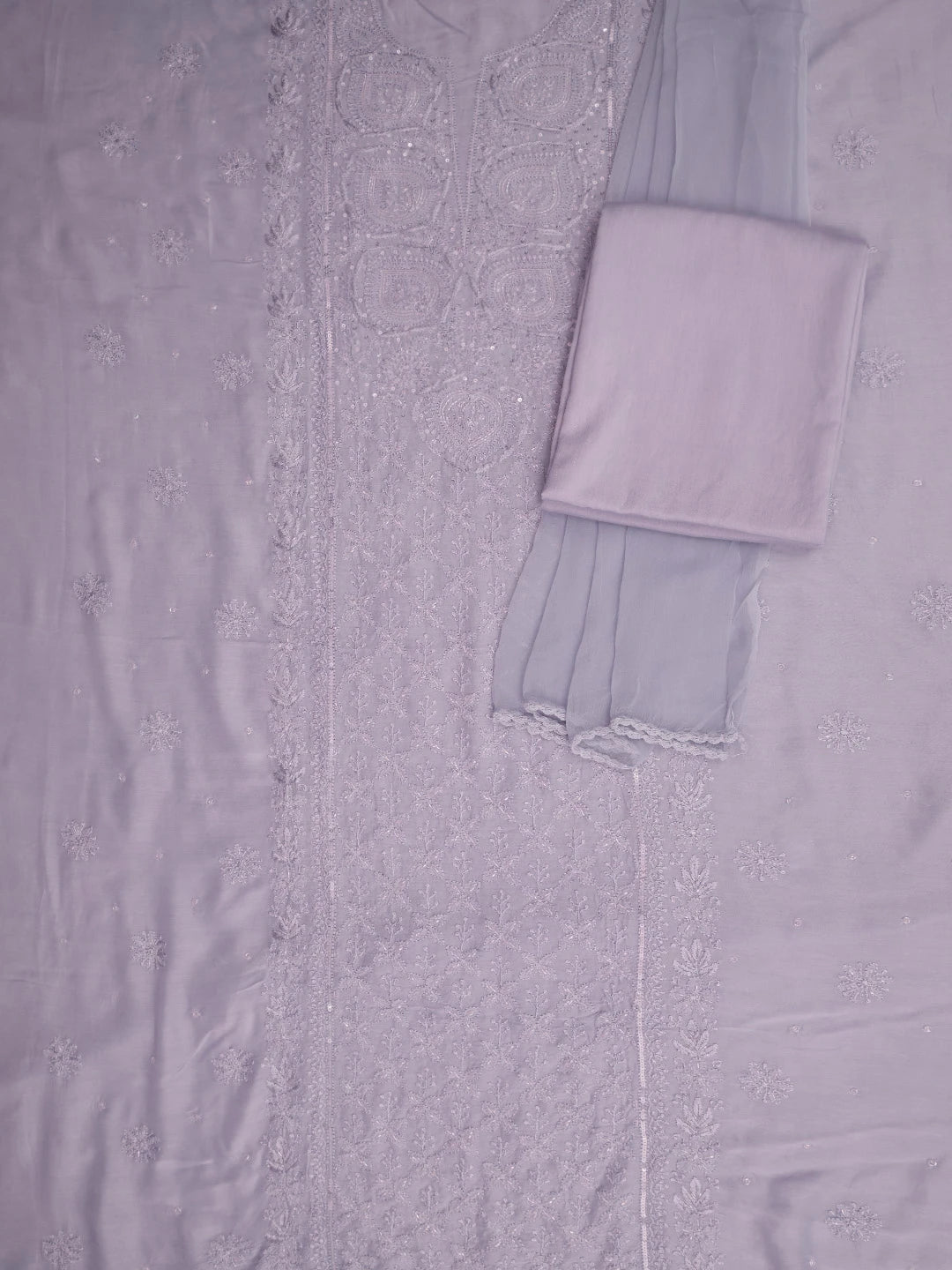 Ada Hand Embroidered Mauve Muslin Lucknowi Chikankari Unstitched Suit Piece With Cutdana Work 01A746188