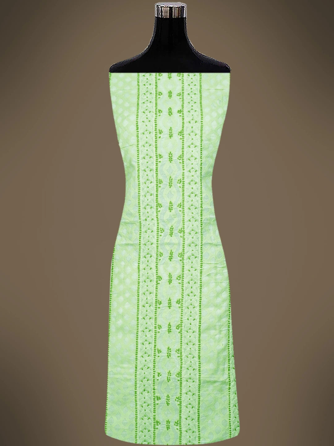 Ada Hand Embroidered Lime Green Cotton Lucknowi Chikankari Unstitched Suit Piece 01A742011