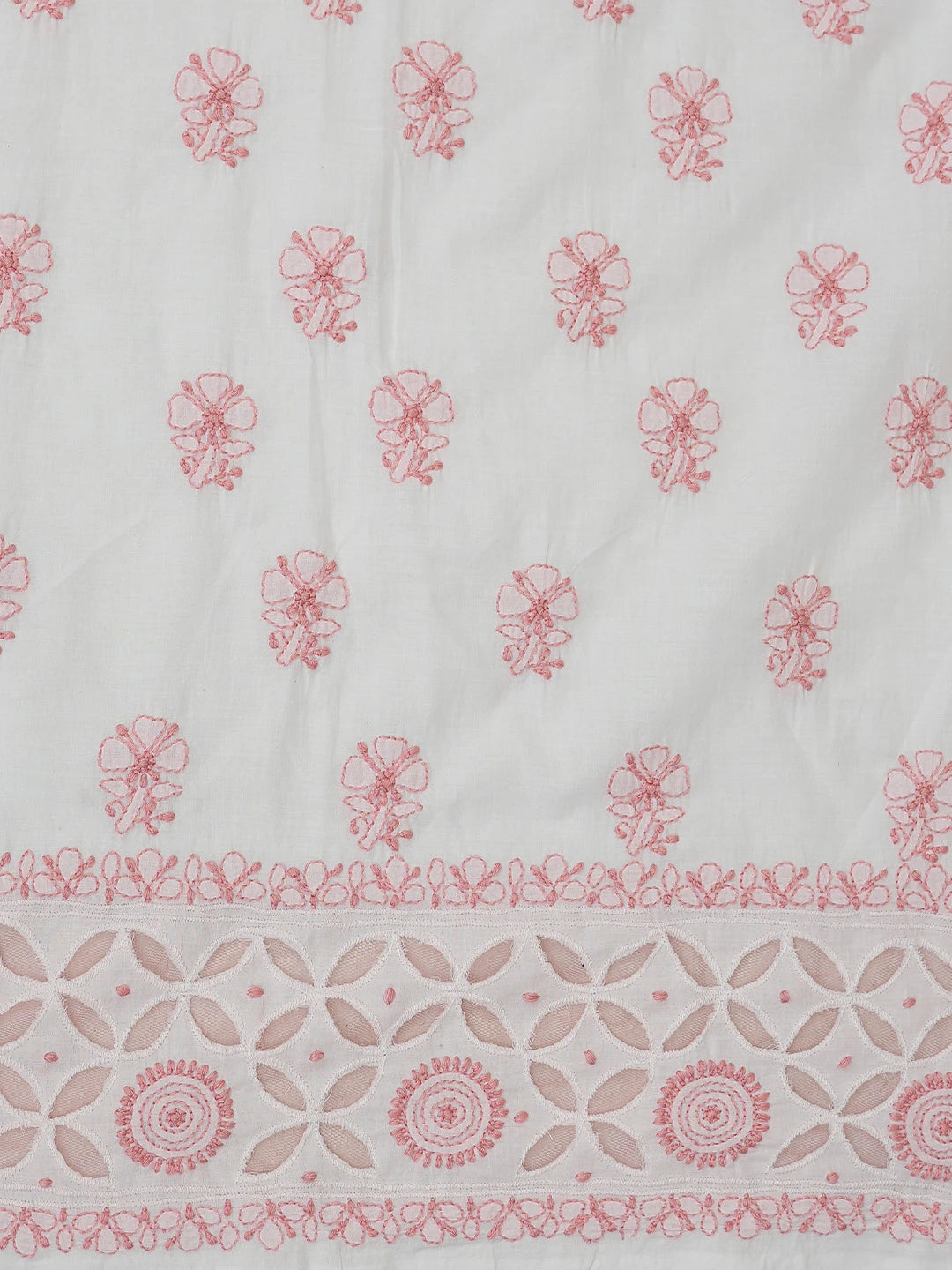Ada Hand Embroidered White Cotton Lucknowi Chikankari Unstitched Suit Piece 01A735867