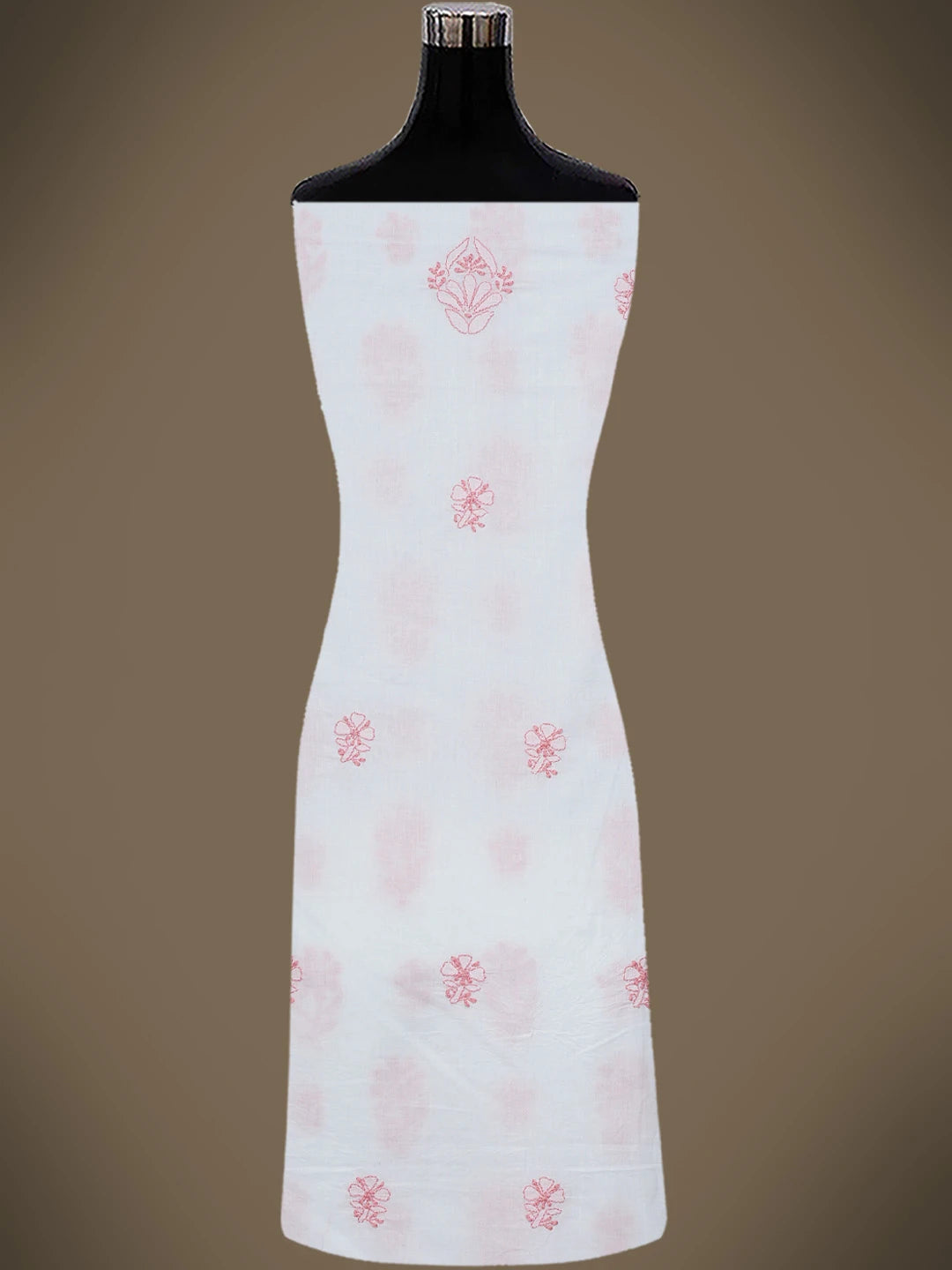 Ada Hand Embroidered White Cotton Lucknowi Chikankari Unstitched Suit Piece 01A735867