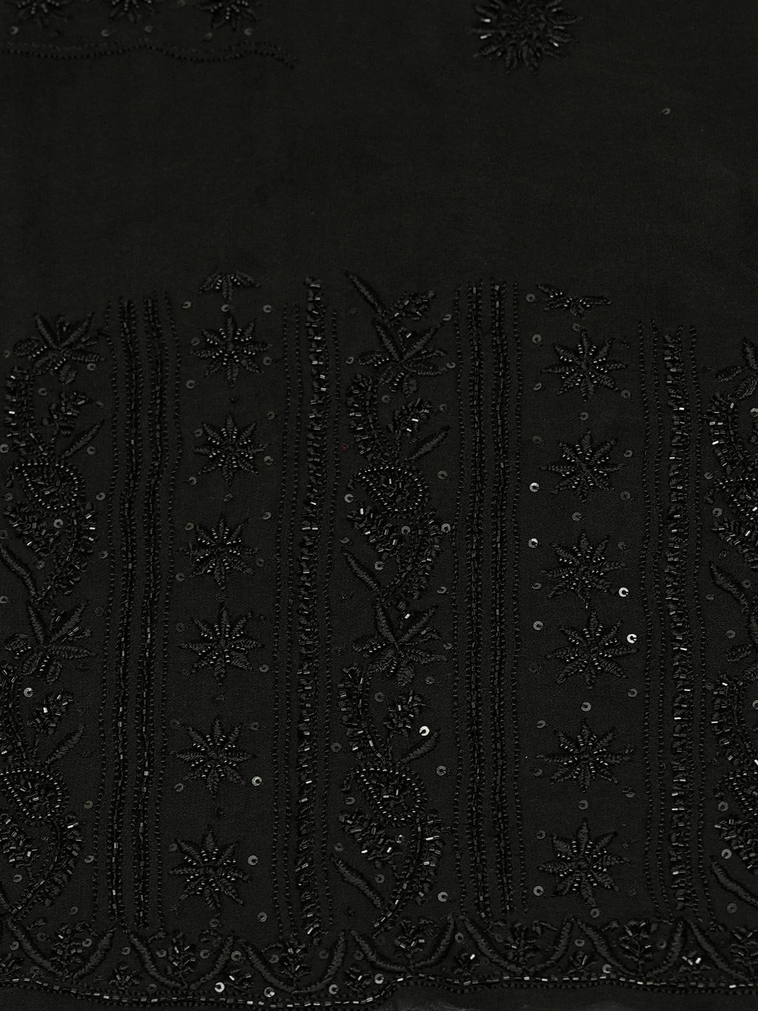 Ada Hand Embroidered Black Pure Georgette Lucknowi Chikankari Unstitched Suit Piece With Sequinned Work 01A330763