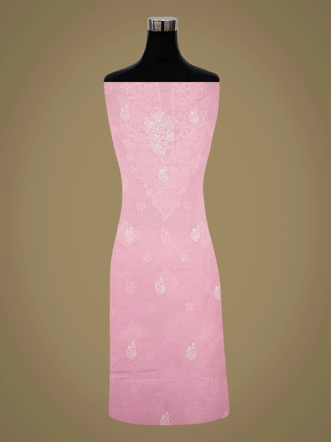 Ada Hand Embroidered Pink Cotton Lucknowi Chikankari Unstitched Kurta Piece 01A725147