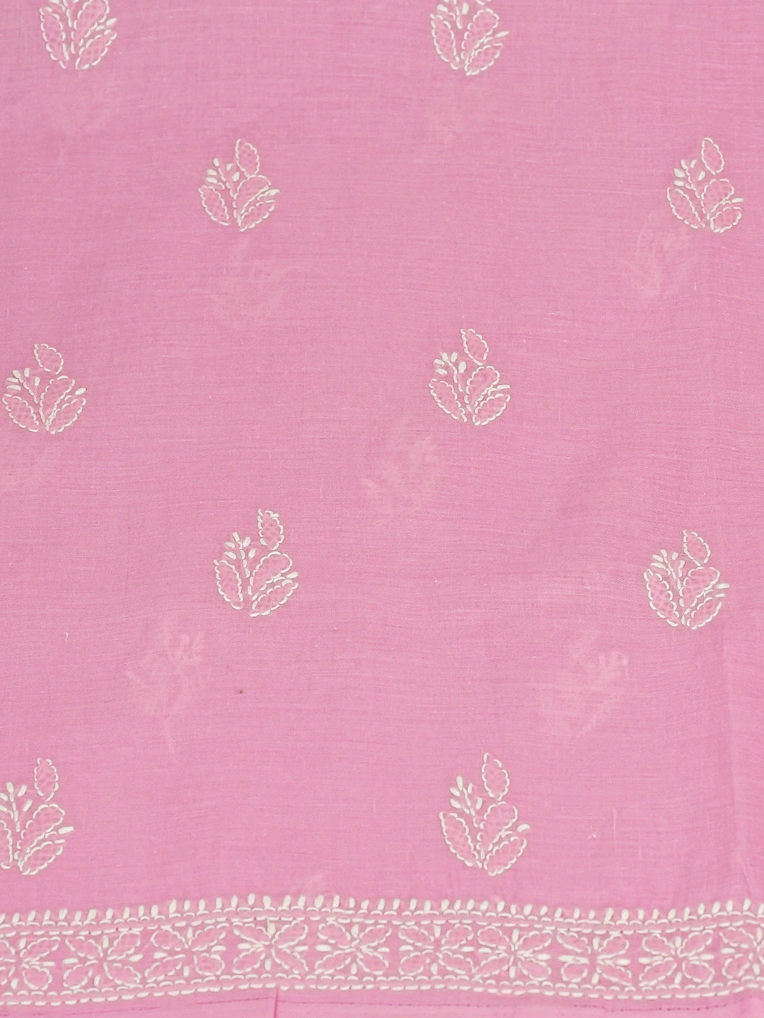 Ada Hand Embroidered Pink Cotton Lucknowi Chikankari Unstitched Kurta Piece 01A725147