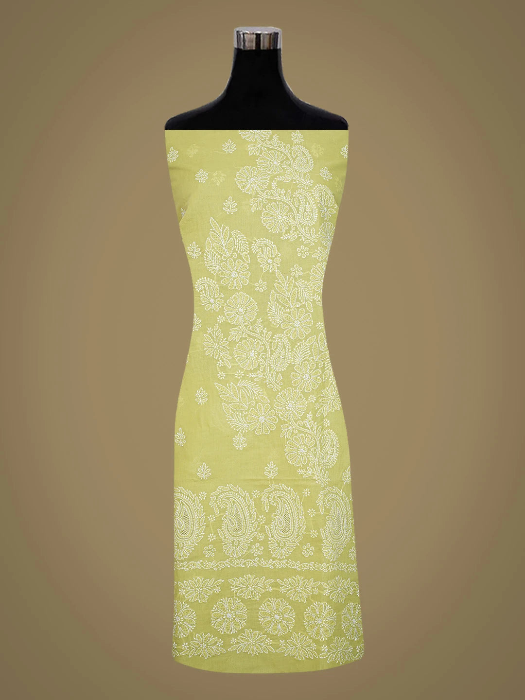 Ada Hand Embroidered Green Cotton Lucknowi Chikankari Unstitched Kurta Piece 01A712136