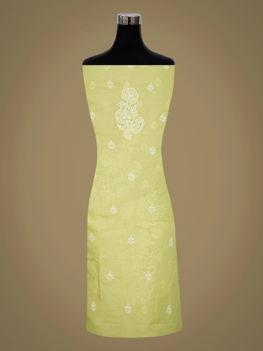 Ada Hand Embroidered Green Cotton Lucknowi Chikankari Unstitched Kurta Piece 01A712136
