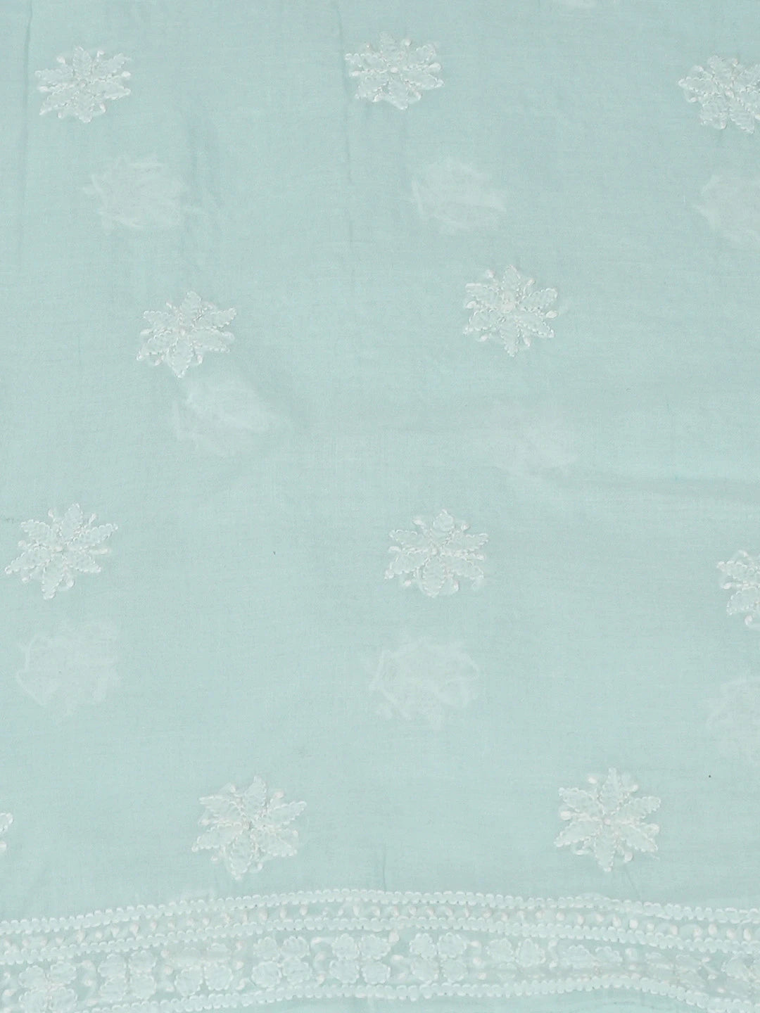 Ada Hand Embroidered Light Blue Cotton Lucknowi Chikankari Unstitched Kurta Piece 01A724704
