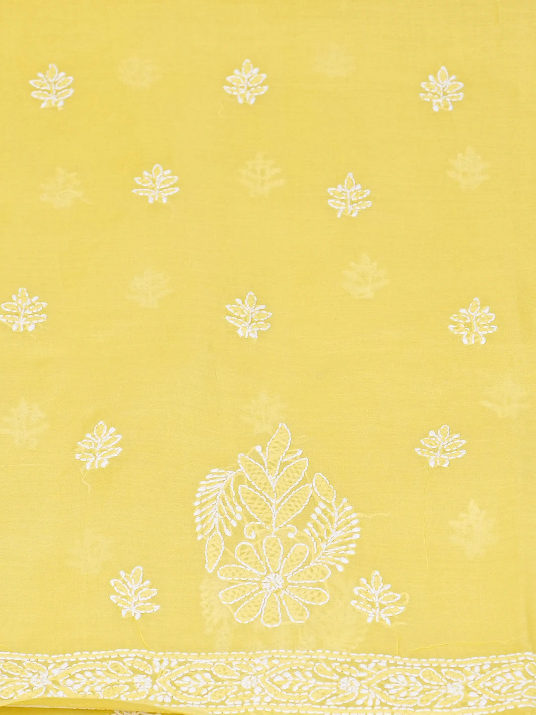Ada Hand Embroidered Yellow Cotton Lucknowi Chikankari Unstitched Kurta Piece 01A712178