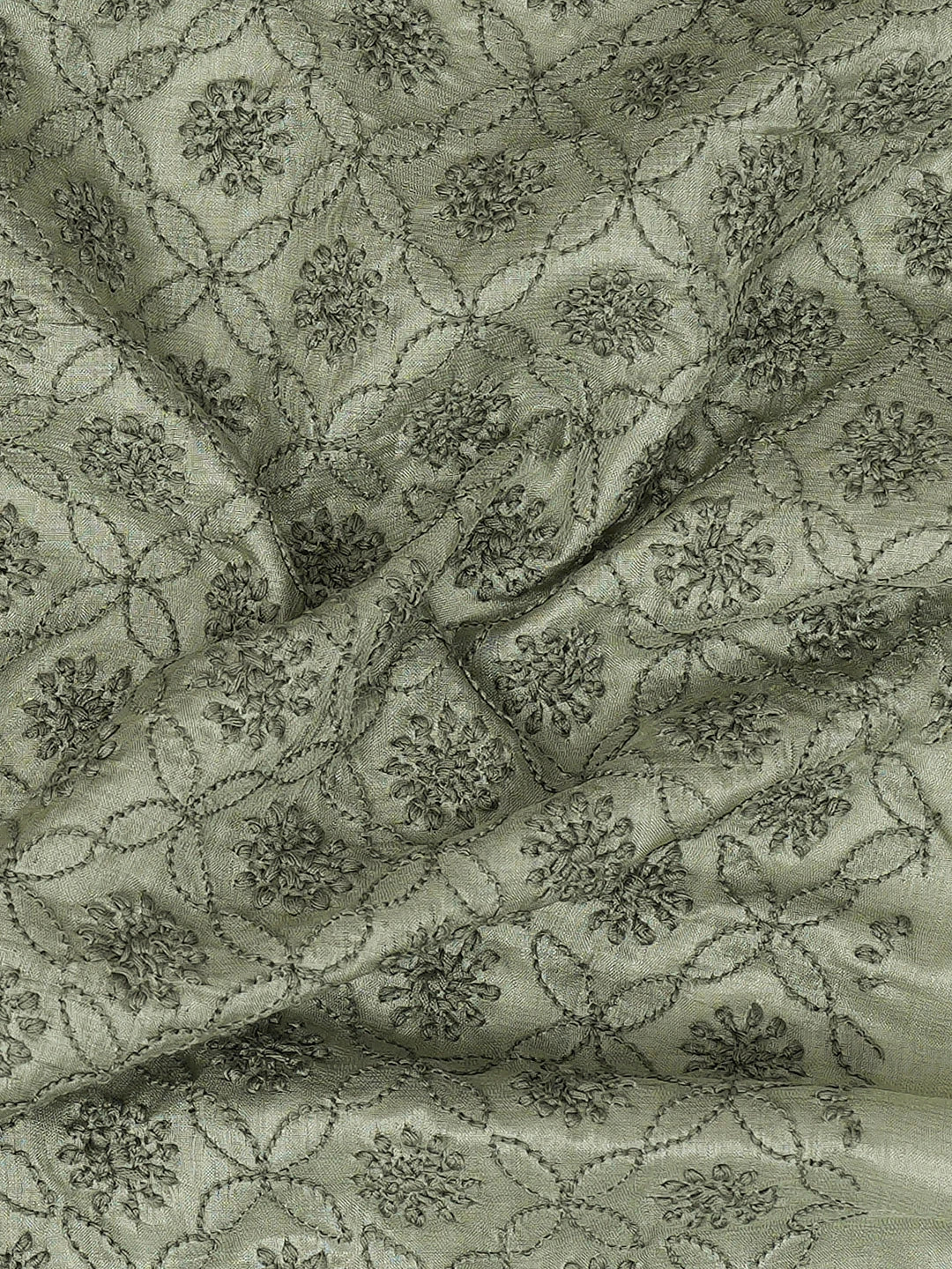 Ada Hand Embroidered Grey Silk Lucknowi Chikankari Unstitched Men's Kurta Piece 01A722182