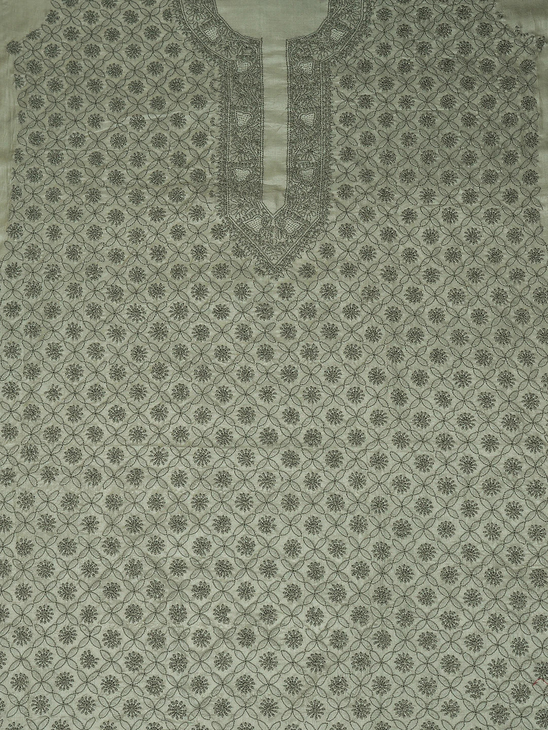 Ada Hand Embroidered Grey Silk Lucknowi Chikankari Unstitched Men's Kurta Piece 01A722182