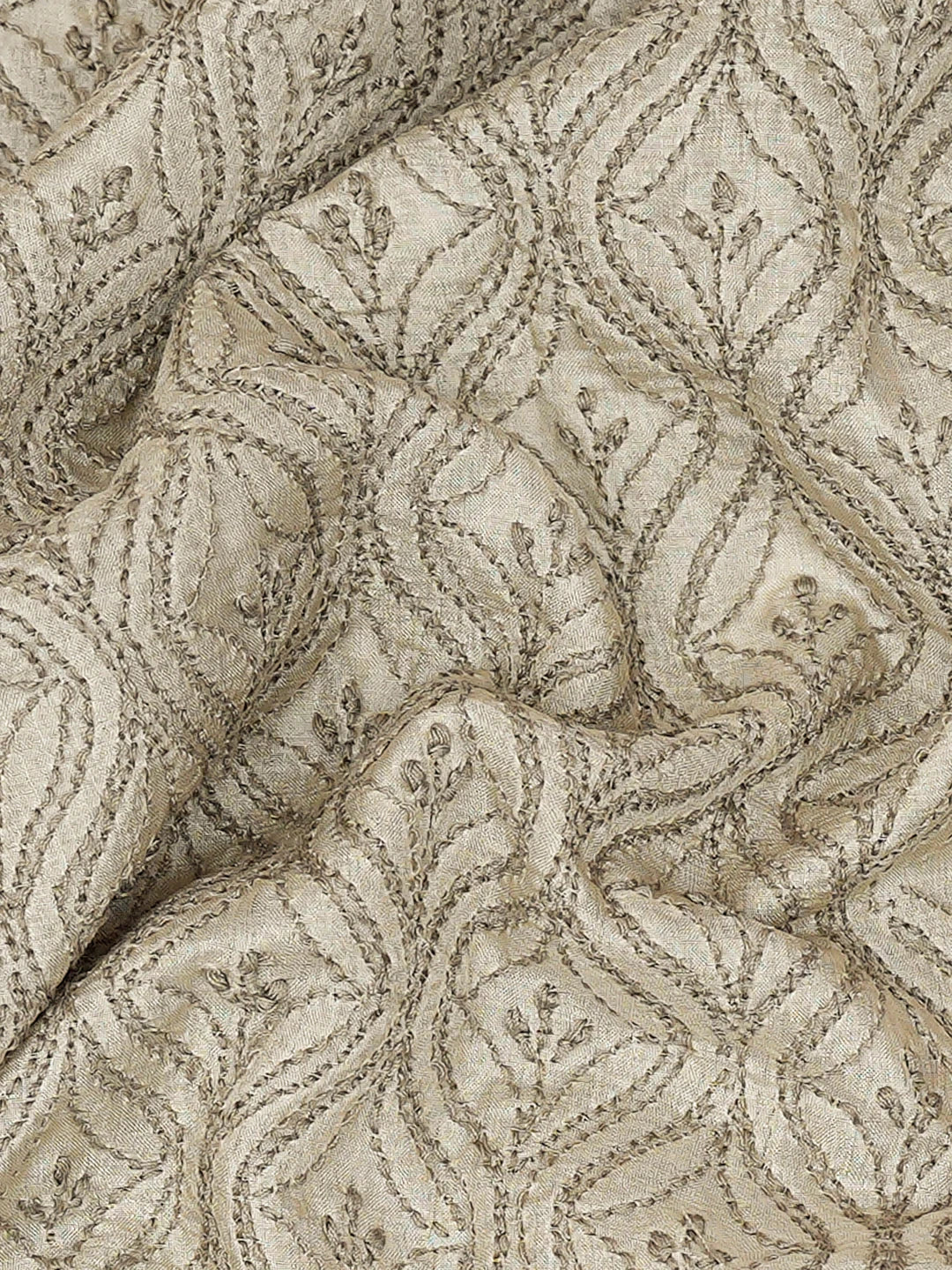 Ada Hand Embroidered Pearl Grey Silk Lucknowi Chikankari Unstitched Men's Kurta Piece 01A722197