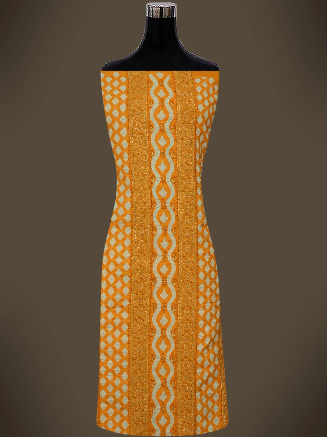 Ada Hand Embroidered Mustard Cotton Lucknowi Chikankari Unstitched Suit Piece 01A742022