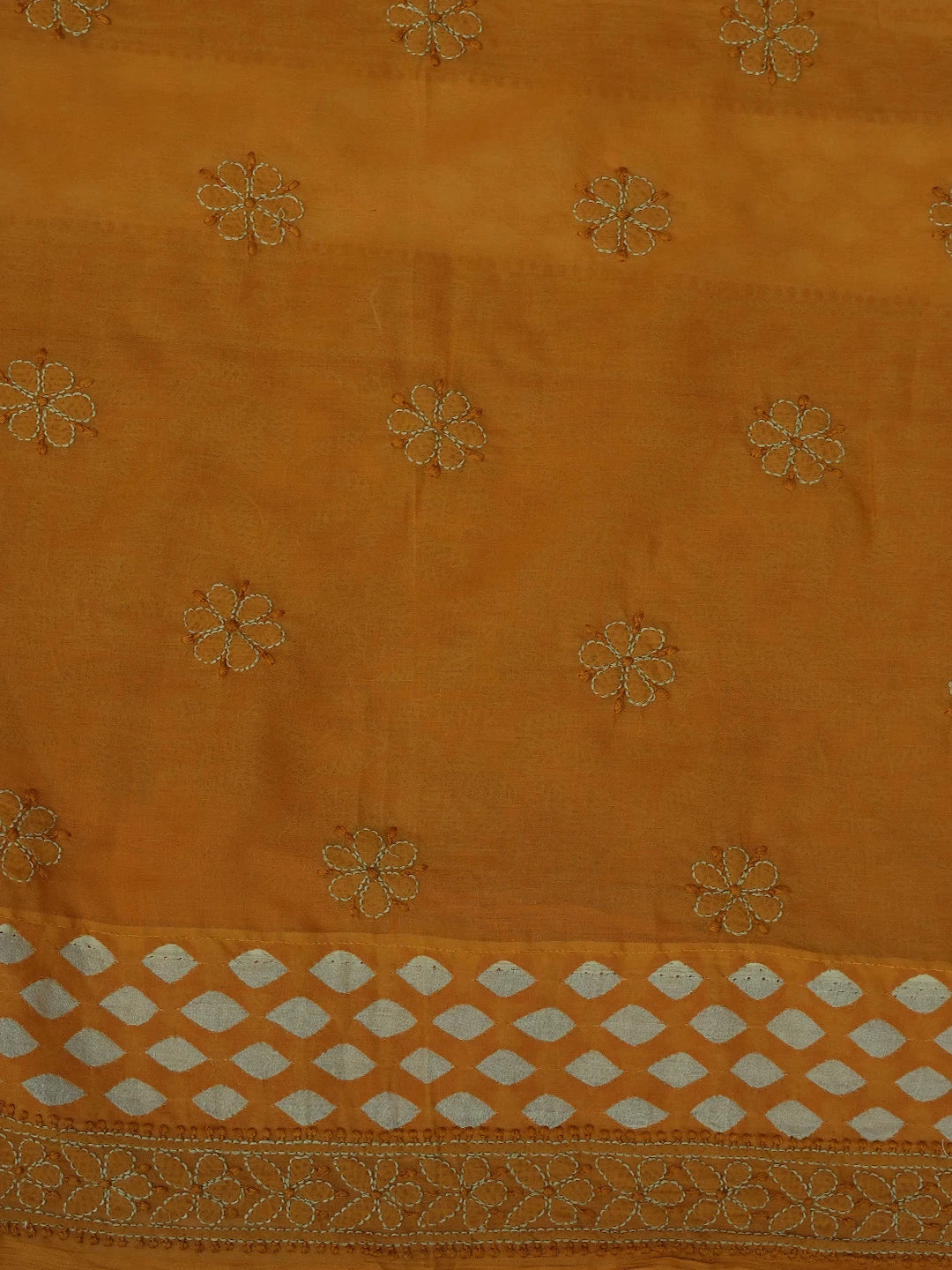 Ada Hand Embroidered Mustard Cotton Lucknowi Chikankari Unstitched Suit Piece 01A742022