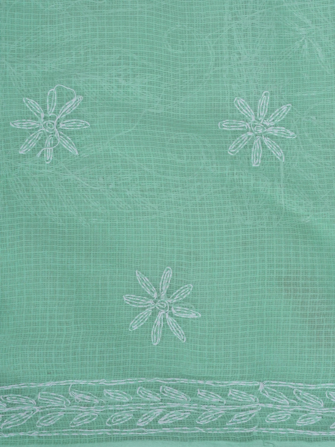 Ada Hand Embroidered Sea Green Kota Lucknowi Chikankari Unstitched Kurta Dupatta Set 01A751292
